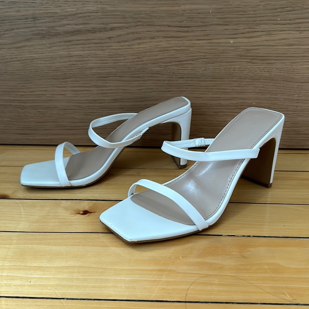 White heeled sandals